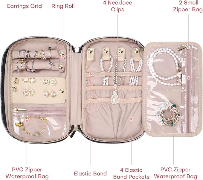 Jewelry Travel Case Organizer for Necklaces, Soft Sided - Image 3