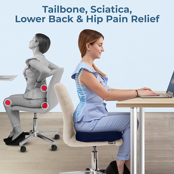 5 STARS UNITED Seat Cushion for Tailbone Pain Relief – Memory Foam Cushion for - Image 3