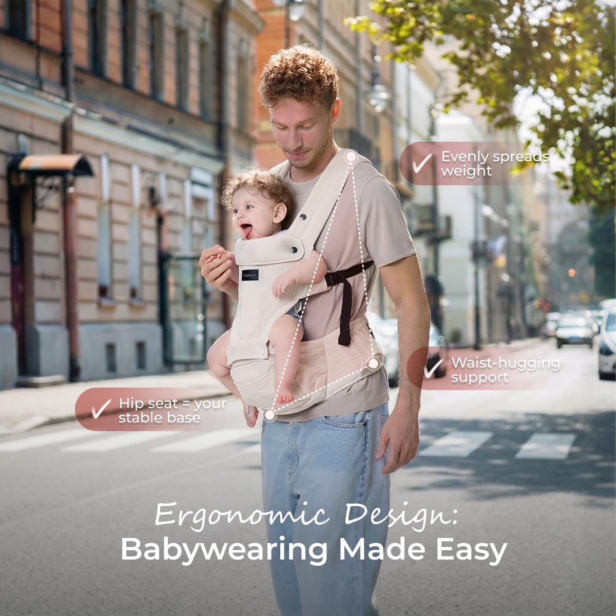 Baby Carrier with Hip Seat (AirMesh Almond)