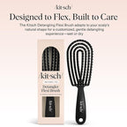 Kitsch Hair Brush Detangler – Flexi Flow Hair Brush for Women, Men & Kids | Detangling Brushes for Curly Hair with Bendable Frame, Bounce Curl Defining Brush for Wet or Dry Strands - Black