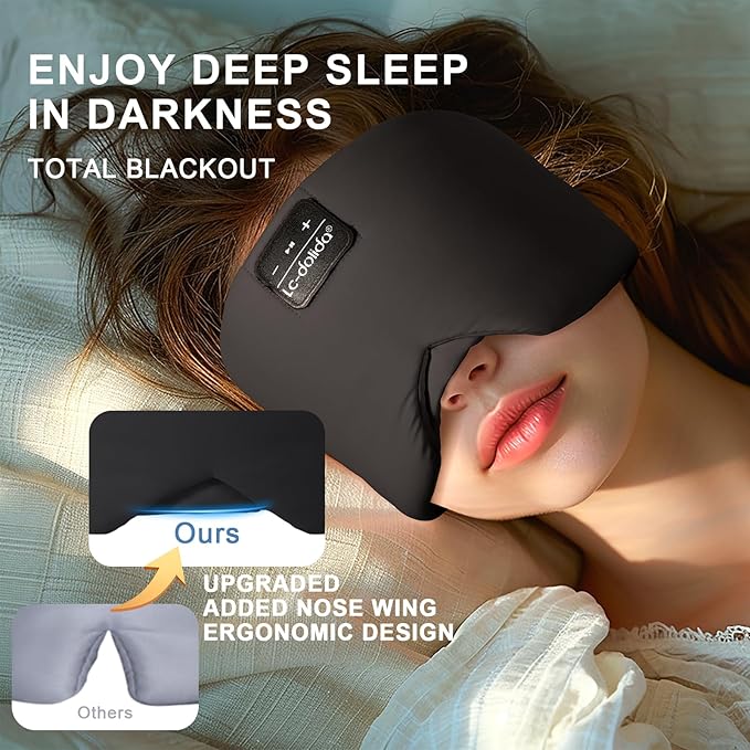 LC-dolida Sleep Mask with Bluetooth Headphones, Ice Silk Sleep Headphones with - Image 5