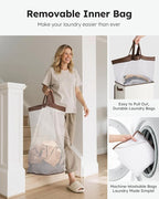 SOLEDI Laundry Hamper with Lid 100L Large & Tall Collapsible Laundry Basket - Image 5