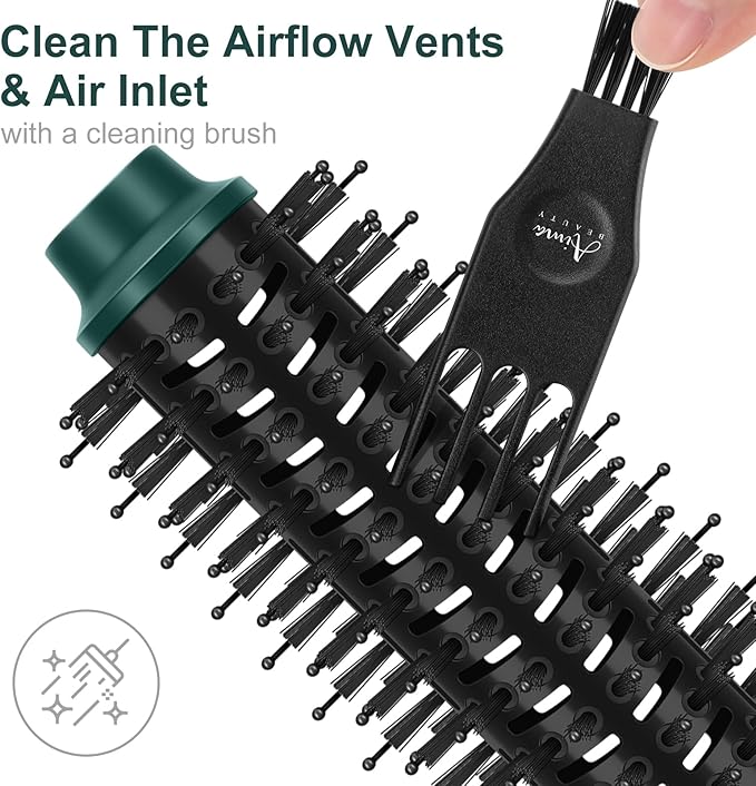Aima Beauty Hair Dryer Brush, One Step Hair Dryer & Volumizing Hot Air Brush, 3 Heat/Speed Settings, Advanced Ionic Technology, Ceramic Coating, Nylon Pins & Tufted Bristles, Dark Green, 1000W, 125V