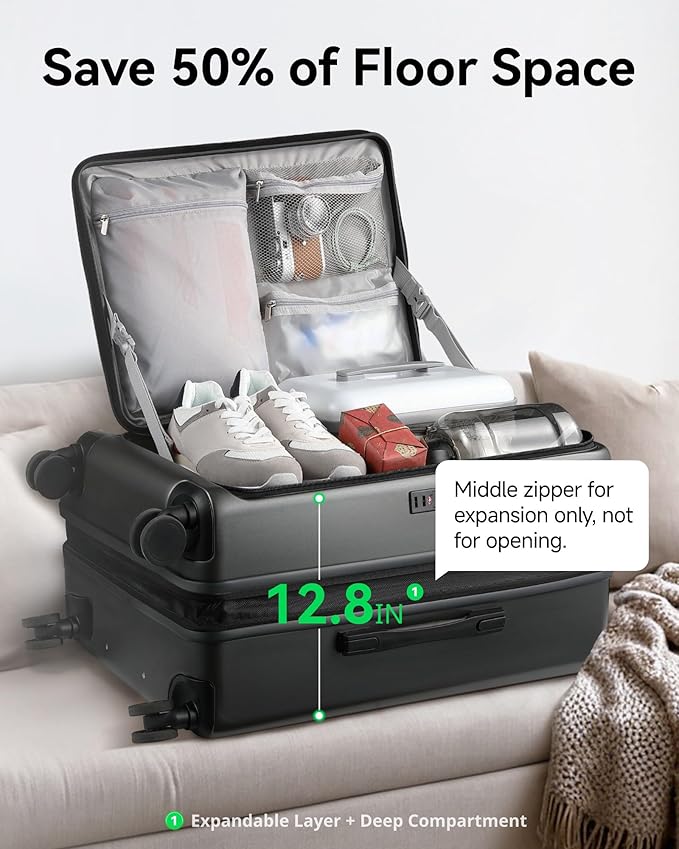 LUGGEX 28 Inch Luggage with Spinner Wheels, Expandable PC Hard Shell Checked - Image 4