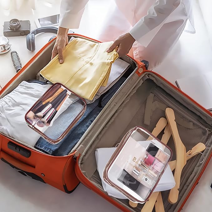 3Pcs Crystal Clear PVC Travel Toiletry Bag Kit - Image 4