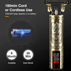 Professional Hair Clippers for Men Electric Haircut Kit Hair Trimmer Grooming Waterproof Rechargeable Close Cutting T Blade Trimmer USB Rechargeable Clippers for Hair Cutting (LED-Dragon)