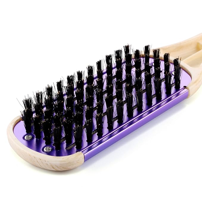 Aethland Boar Bristle Double-Sided Straightening Brush and Comb for Thick, Coarse Hair - Smoothing and Styling Tool (Purple)