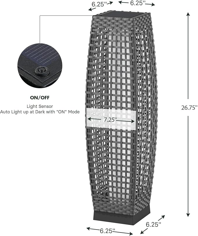 Grand patio 2-Piece Outdoor Floor Lamp Solar Powered Lantern Water-Resistant - Image 6