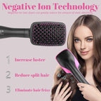 1 Step Ionic Hair Straightener and Dryer Brush - Negative Ion Hot Air Styling Tool for Smooth Hair - All Hair Types