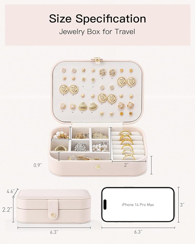 Vlando Travel Jewelry Case, PU Leather Travel Jewelry Box - Image 7