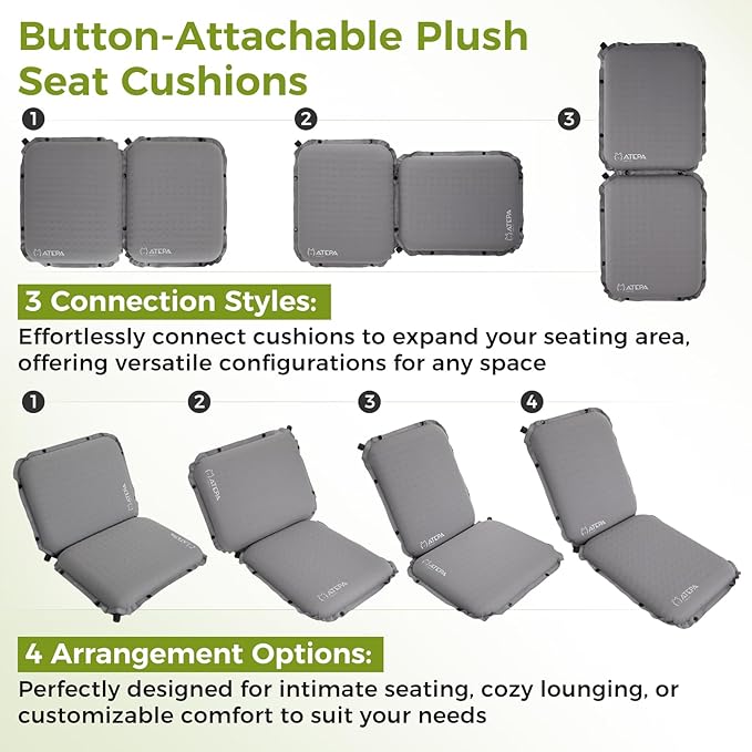 ATEPA Inflatable Stadium Seat Cushion, Self-Inflating Memory Foam Stadium Seats - Image 2