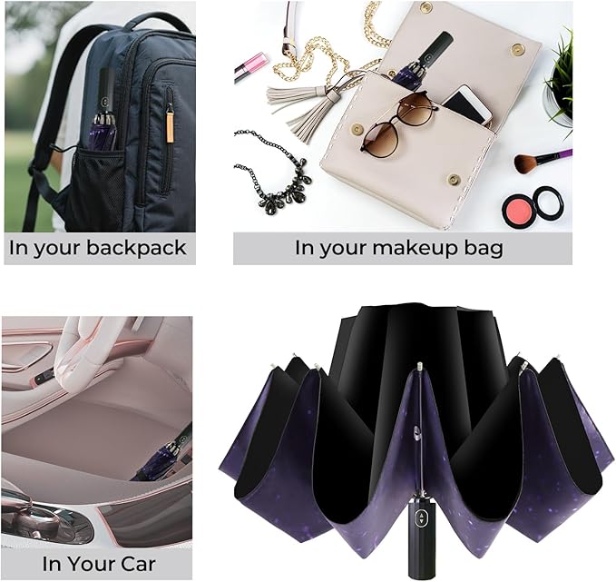 LLanxiry Compact Travel Umbrella, Mini Windproof Umbrellas - Image 7