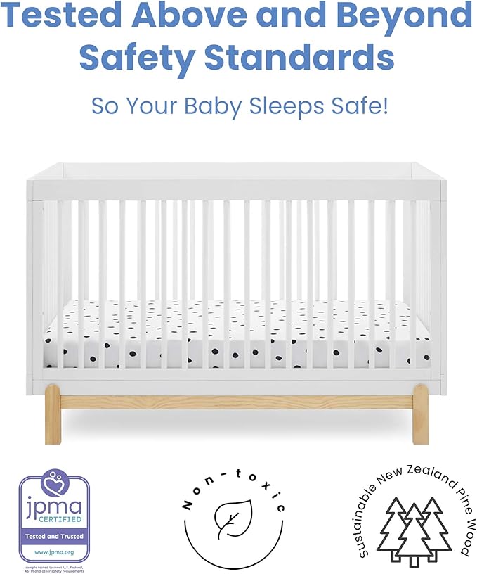 Delta Children Poppy 4-in-1 Convertible Crib, Bianca White/Natural - Image 4