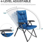 EVER ADVANCED Folding Padded Camping Chair 4 Positon Adjustable Recliner - Image 4