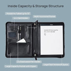POPRUN Portfolio Binder with Zipper, Leather Padfolio Document Organizer with - Image 2