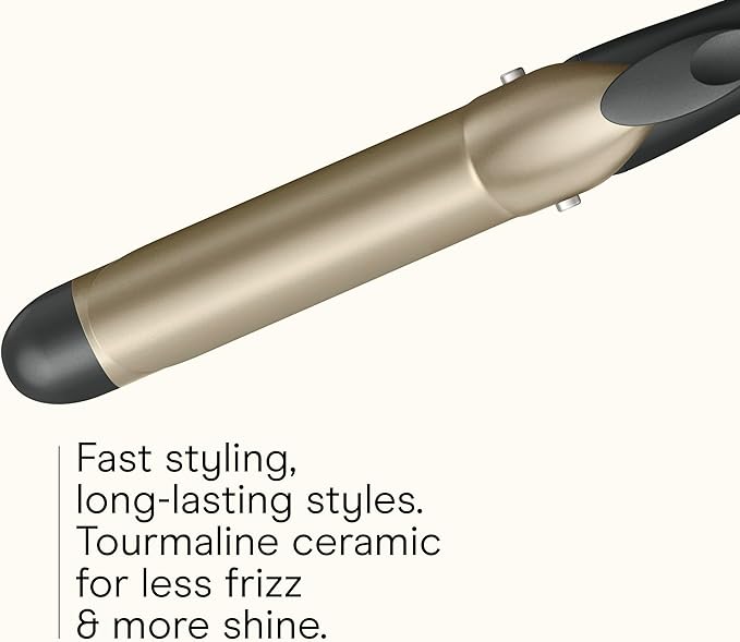 INFINITIPRO BY CONAIR Tourmaline Ceramic 1¼-Inch Curling Iron, 1¼-Inch Barrel Produces Loose Curls, Hair Curler for Use on Medium and Long Hair, Dark Grey
