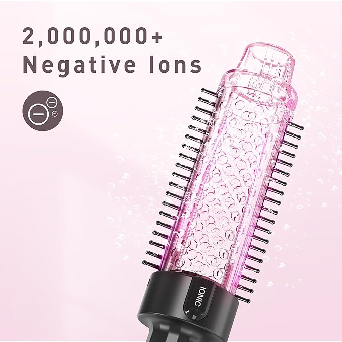 Thermal Brush Hair Curling Brush, 30s Fast Heated Round Brushes 1.5" for Long Lasting Look, Negative Ion Tech, 5 Temp Settings, Less Damage, Universal Voltage for Travel, Easy to Use, Rose Gold
