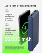 Belkin Portable Charger, USB C Power Bank 20000 mAh w/ 2 USB-A Ports, 15W w/ - Image 7