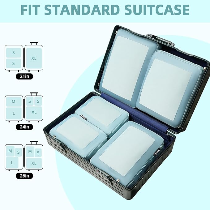 BAGAIL 4 Set/6 Set/8 Set Compression Packing Cubes Travel Accessories - Image 7
