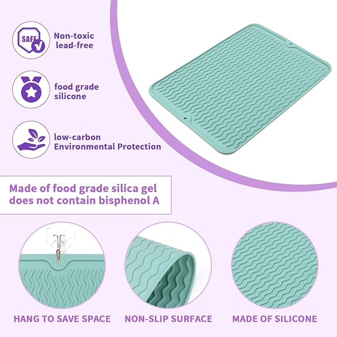 Oversize Silicone Heat Resistant Mat, Heat Mat with for Curling Iron, Travel Cover Cushion for Curling Irons, Hair Bands and Styling Tools(15.7" X 11.8") (Pink)