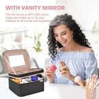 Large Makeup Bag with Mirror Double Layer Travel Make Up Organizer Case - Image 3