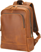 Leather Backpack for Men 15.6" Laptop Backpack 100% Madagascar top-Grain by Unknown