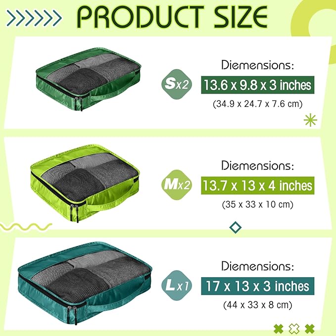 5 Pcs Packing Cubes for Suitcase Large Travel Cubes Carry on Luggage Organizer - Image 2