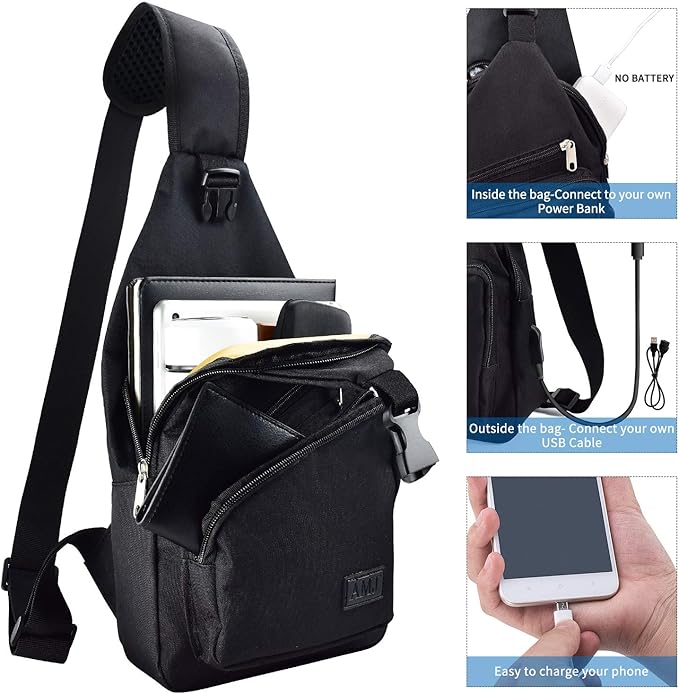 AMJ Crossbody Sling Bag Men Women, Casual Shoulder Backpack, Chest Daypack - Image 3