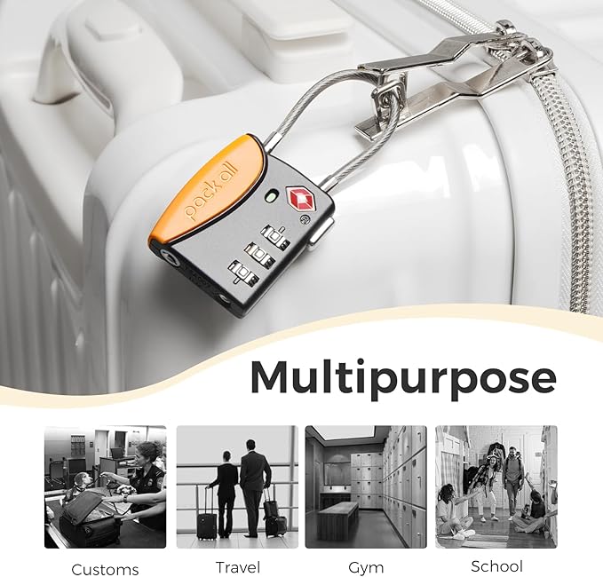 pack all TSA Approved Cable Luggage Locks, 3 Digit Combination Padlocks - Image 7