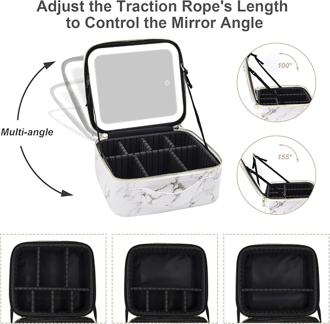 Makeup Bag with Mirror and Light, Makeup Case with Lighted Mirror, Travel - Image 5