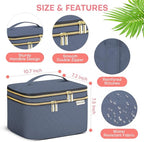 Large Makeup Bag with Mirror Double Layer Travel Make Up Organizer Case - Image 6