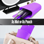 2 Pack Heat Resistant Silicone Hair Iron Mat and Pouch,Portable Travel Hair Straightener Mat and Holder for Hair Styling Tools.(Purple)