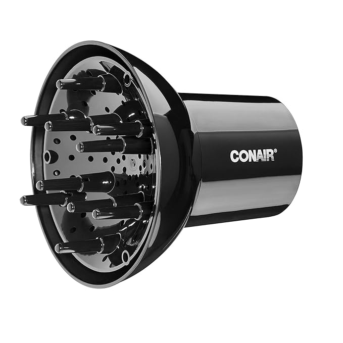 Conair Diffuser Attachment for Hair Dryer, Volumizing Universal Blow Dryer Diffuser for Frizz-Free Curls, Fits Dryers from 1.75-Inch to 2.3-Inch Nozzle Sizes, Black