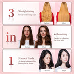 1 1/2 inch Heated Round Brush, 3-in-1 Ceramic Hair Curler Straightener and Volumizer with Negative Ions, Electric Styling Brush Curling Iron for All Hair Types