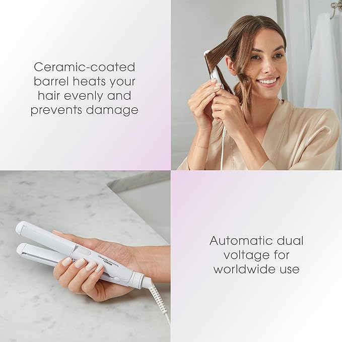 Conair Travel Flat Iron and Curler, 2-in-1 Tool, Portable Hair Straightener and Hair Curler in White by Travel Smart