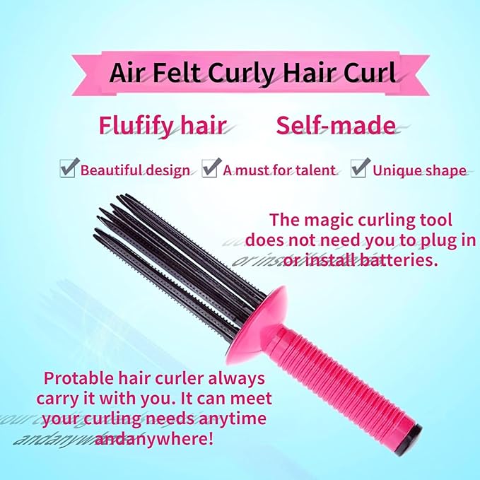 17 Teeth Curly Hair Brush, Curl Defining Brush, Curling Roll Comb, Perfect for Hair Salon & Home Use (Round Purple)
