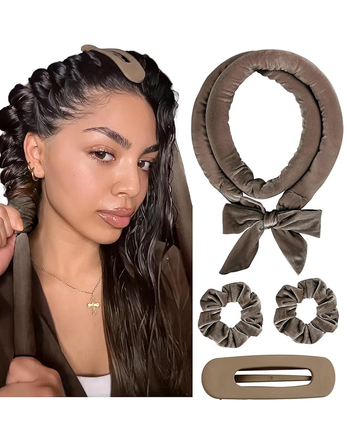 Yanibest Heatless Hair Curler, No Heat Hair Curlers to Sleep in, Overnight Satin Heatless Curling Set with Hair Scrunchies Clip, for All Hair types