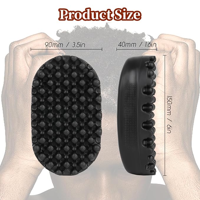 Afro Curls Hair Brush, Rubber Twist Curling Hair Brush, Washable Hair Dirty Braided Curly Hair for Barbers and Daily Use, Black