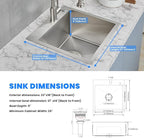 POPFLY 23 Inch Drop In Kitchen Sink, 23×18 Inch Top mount Small Bar Prep Sink - Image 7
