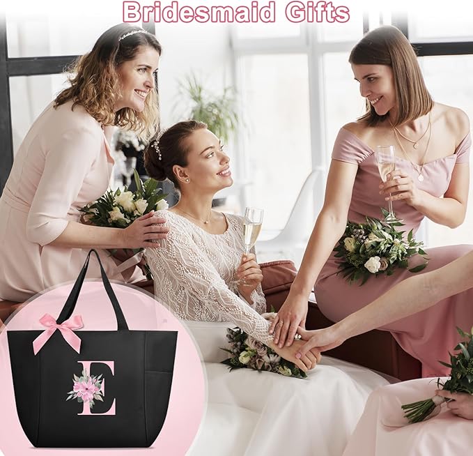 Vavabox Tote Bag, A-Z Initial Monogrammed Waterproof Tote Bag, Bridesmaid Gifts - Image 6