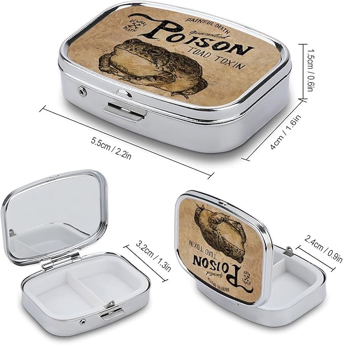 Metal 2 Compartment Pill Organizer Travel Friendly Portable Compact Pill Box - Image 3