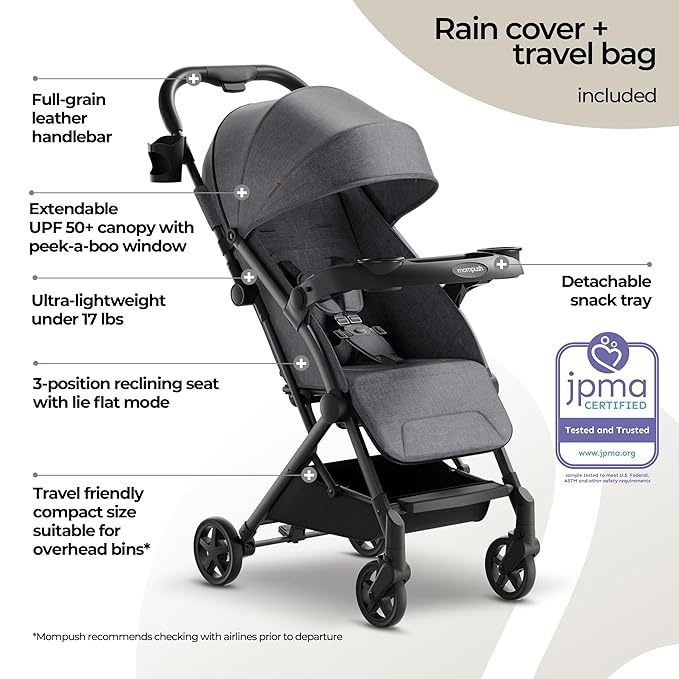 Mompush Lithe V2 Lightweight Travel Stroller, Compact Foldable Baby Stroller - Image 2