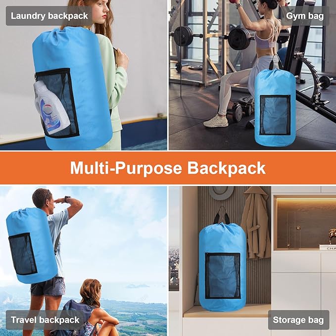 Femuar Laundry Bag Backpack Durable Laundry Bag - Image 7