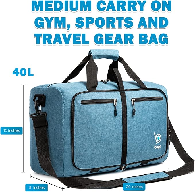 Bago Foldable Duffel Bags for Traveling Women & Men - 40L Sports Packable - Image 3