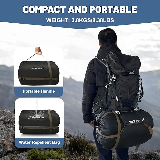 Double Sleeping Bag for Adults Machine Washable 2 Person Camping Sleeping Bag - Image 7