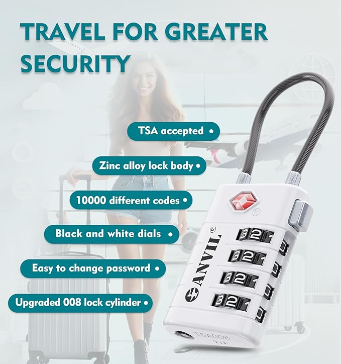 ANVIL 4 Digit Luggage Locks, TSA Locks - Image 5