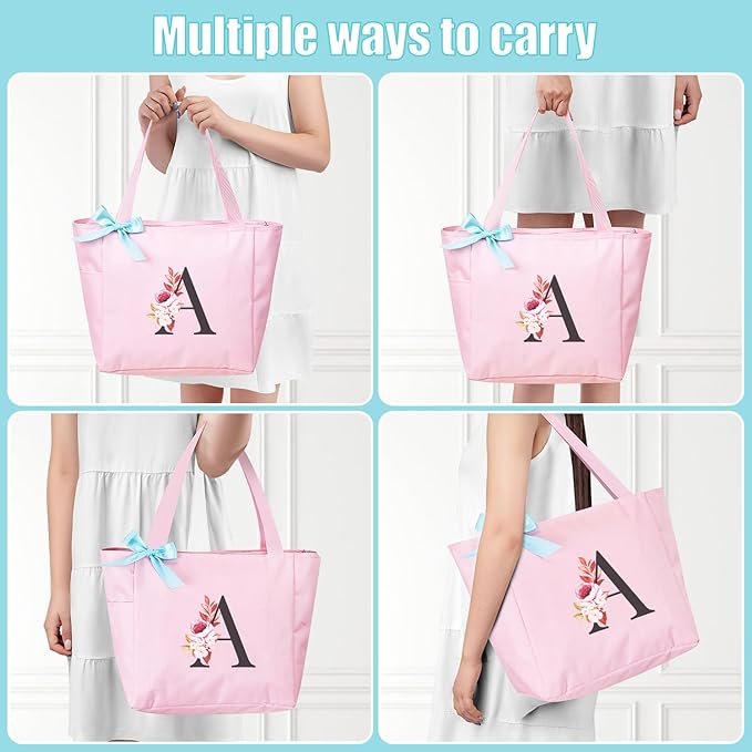 Vavabox Tote Bag, A-Z Initial Monogrammed Waterproof Tote Bag, Bridesmaid Gifts - Image 4
