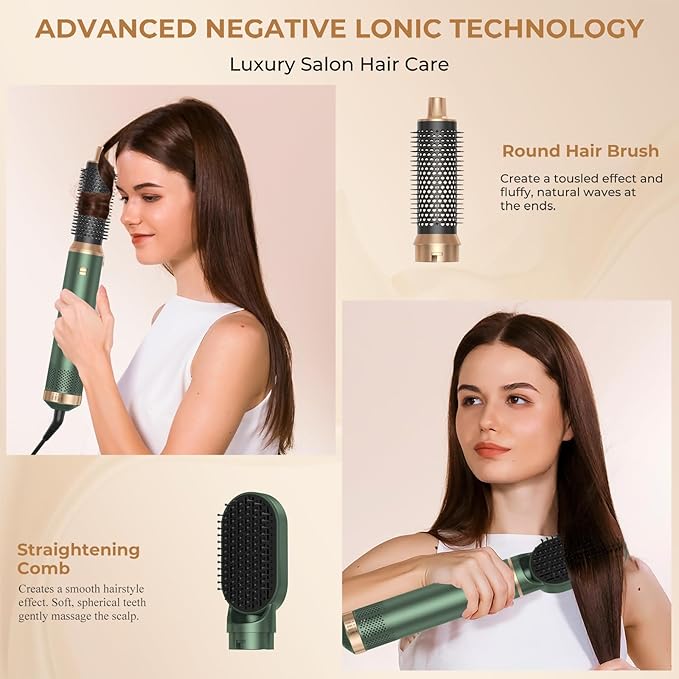 5 in 1 Blow Dryer Brush, Upgrade Hair Dryer Brush Set Negative Ion Air Styler Curling Wrap Air Curler, Hot Air Brush Curling Iron Hair Styling Tools As A Gift for Straight/Curl/Dry/Smooth