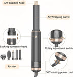 5 in 1 Hair Styler & Hot Air Brush - Air Curling Wrap with Low-Speed Negative Ion Technology, Hair Dryer Brush for Drying, Curling, Straightening & Styling, Hair Styling Tools at Home (Grey)
