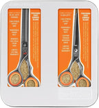 Cricket Centrix Roc-It Dog Professional Stylist 5” Hair Cutting Shears and RTL-30 Thinning Hair Cutting Scissors Duo Set, Salon Barber Supplies for Women and Men Haircut, Lefty